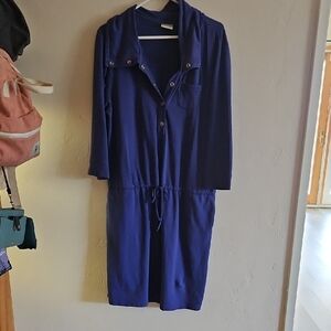 Zynergy/Chicos sz 2 (XL) Periwinkle Fleece Mini Dress-Pockets & Drawstring Waist